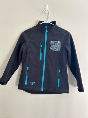American Cowgirl Black Jacket with Teal Trim youth large